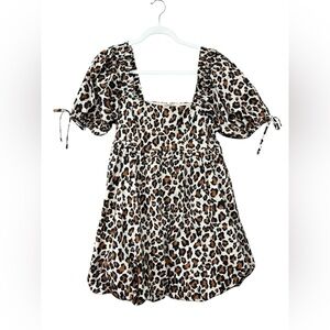 English Factory Mini leopard print Babydoll Dress